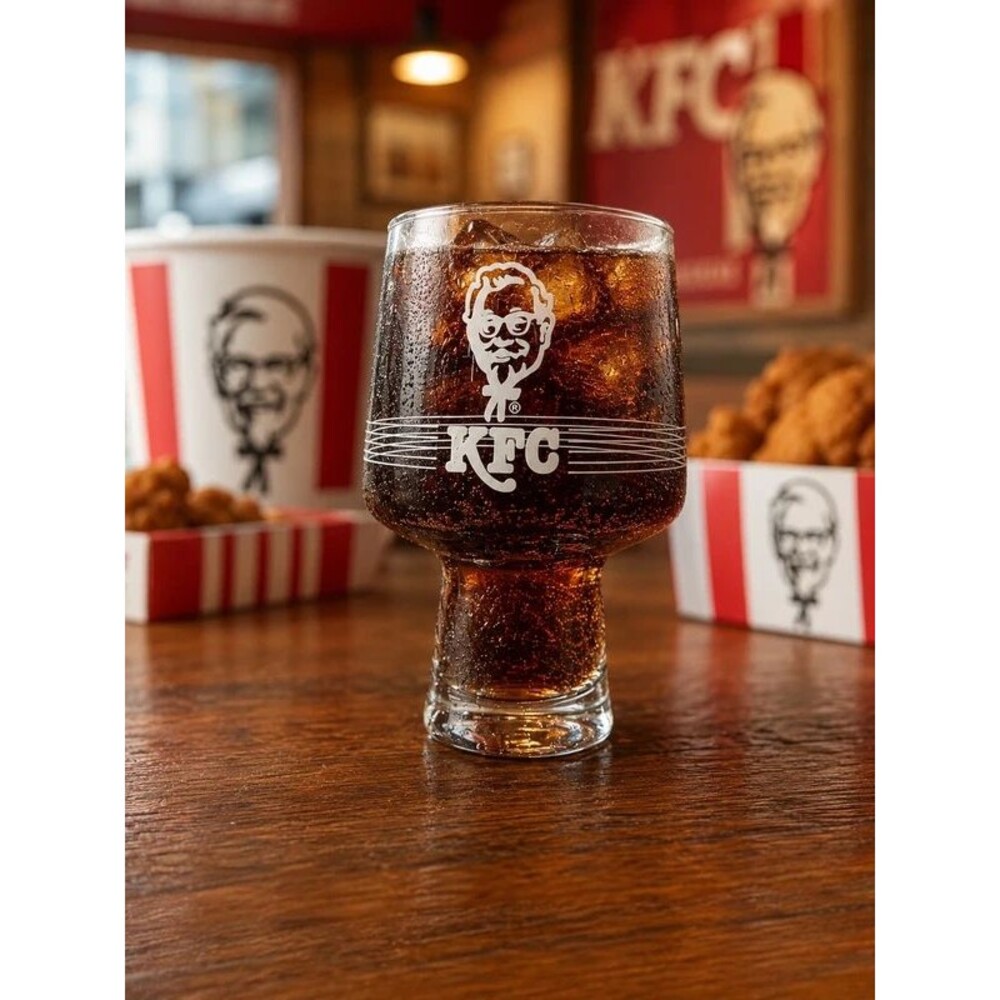 Vintage KFC Colonel Sanders Drinking Glass Goblet Tumbler